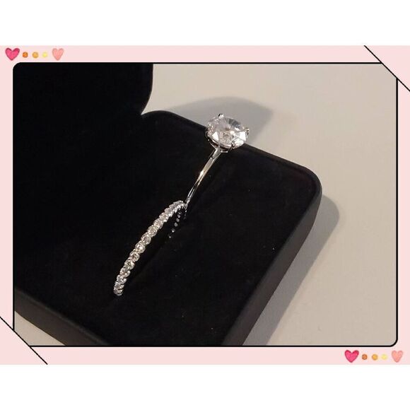 6.33 Ct. Genuine Diamond Simulant Round Cut Pave Engagememt/Bridal Ring Set Sz 8 - Picture 2 of 4